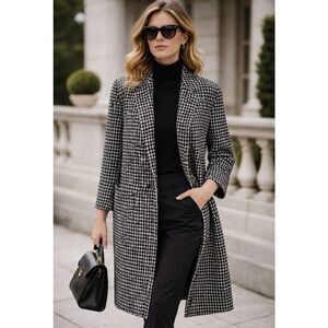 Max Mara Black White Tweed Wool Alpaca Mohair Coat Jacket IT 36 US 2